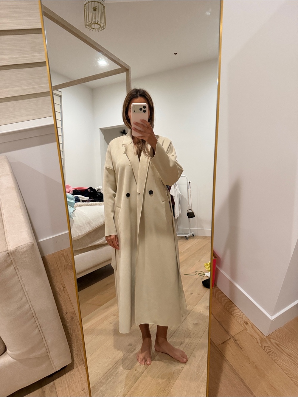 Zara Long Cream Trench Coat never worn